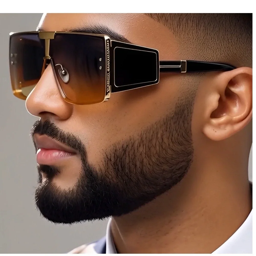 Sunglasses Oversized Designer Green Yellow Lens Sun Glasses Men Lentes Gafas New